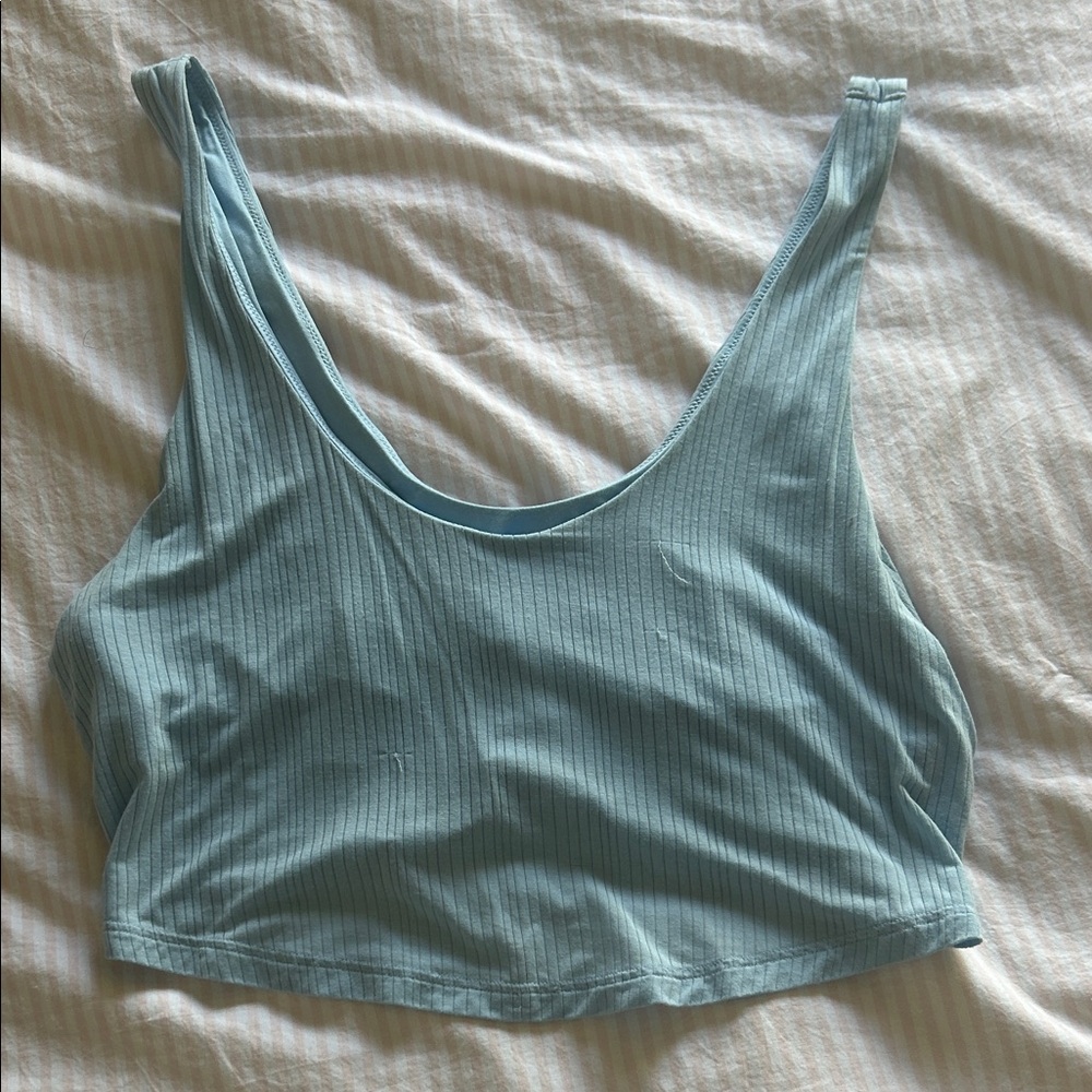 Aerie Sky Blue Ribbed Top